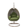 Beige Wicker Hanging Egg Swing Chair - LeisureMod