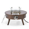 Walbrooke Outdoor Patio Aluminum Round Fire Pit Side Table with Lid - LeisureMod