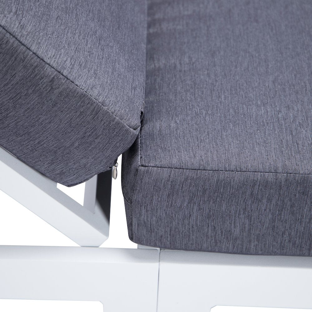 Chelsea Modern Outdoor White Chaise Lounge Chair With Cushions Set of 2 - LeisureMod