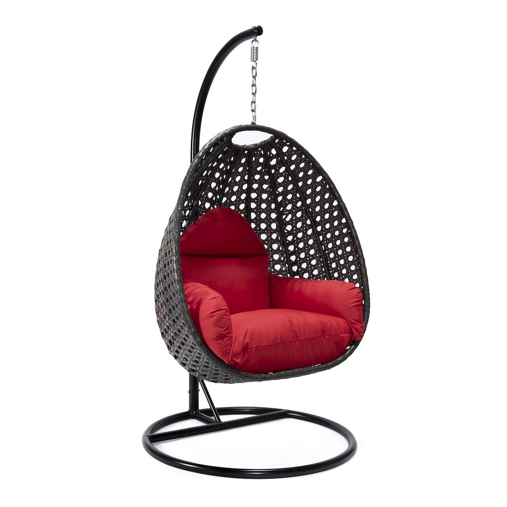 Charcoal Wicker Hanging Egg Swing Chair - LeisureMod