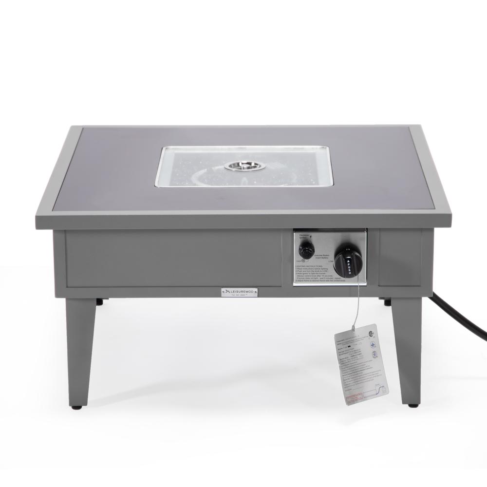 Walbrooke Outdoor Patio Aluminum Square Fire Pit Side Table with Lid - LeisureMod