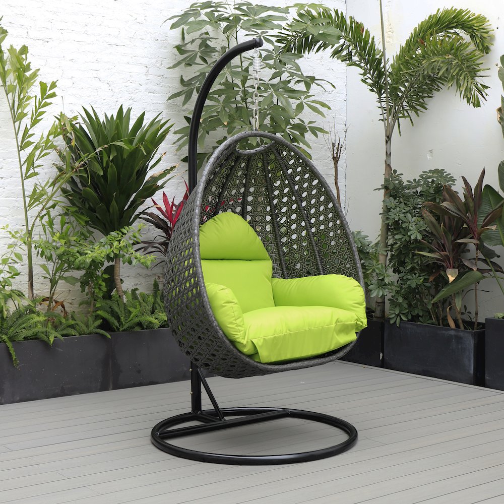 Charcoal Wicker Hanging Egg Swing Chair - LeisureMod