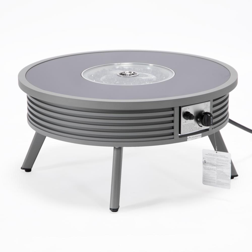 Walbrooke Patio Round Fire Pit and Tank Holder with Slats Design - LeisureMod