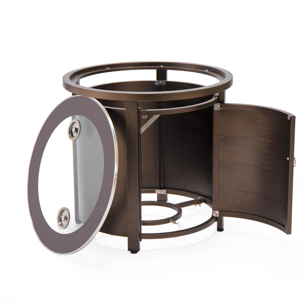 Walbrooke Brown Patio Round Tank Holder with Slats Design - LeisureMod