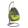 Beige Wicker Hanging Egg Swing Chair - LeisureMod