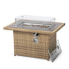 Mace Wicker Patio Modern Propane Fire Pit Table - LeisureMod