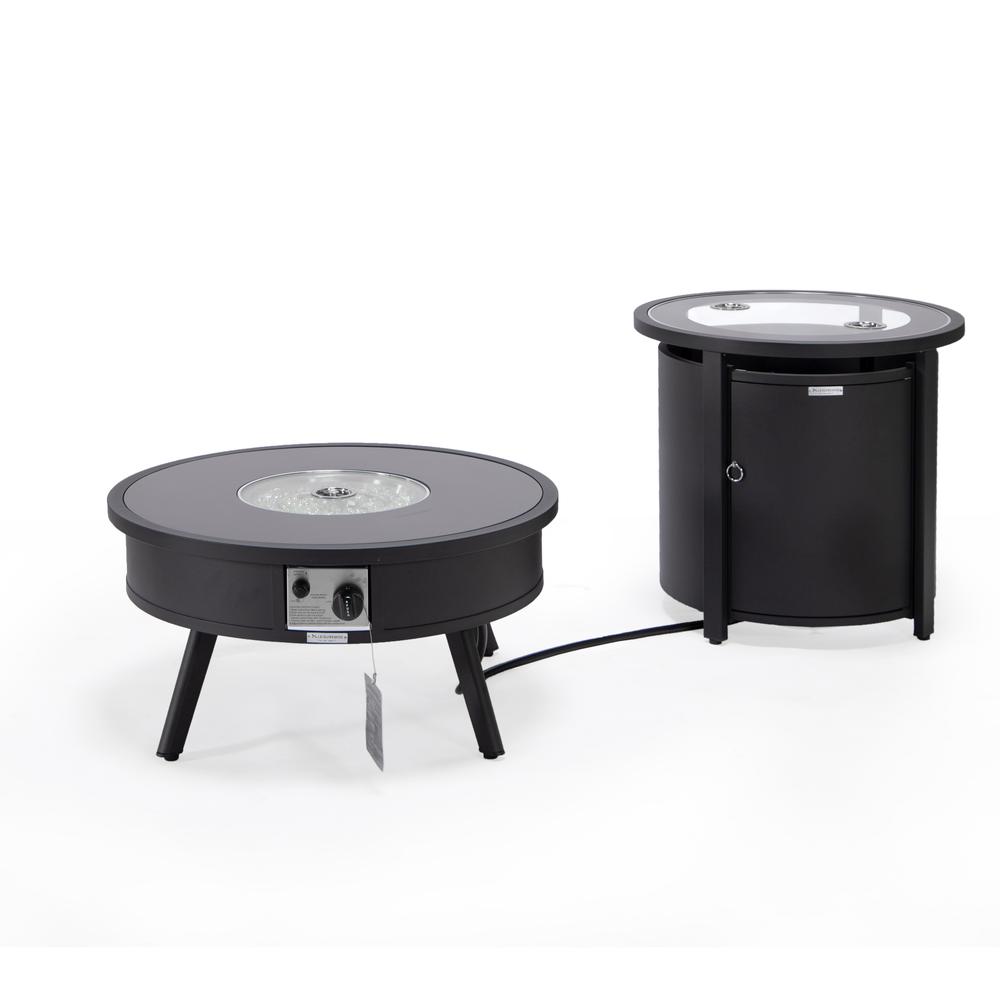 Walbrooke Patio Round Fire Pit and Tank Holder - LeisureMod