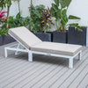 Chelsea Modern Outdoor White Chaise Lounge Chair With Cushions - LeisureMod