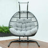 LeisureMod Wicker 2 Person Double Folding Hanging Egg Swing Chair ESCF52LGR