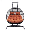 LeisureMod Wicker 2 Person Double Folding Hanging Egg Swing Chair ESCF52OR