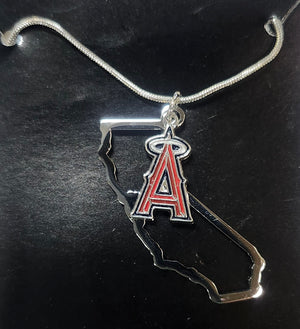 Los Angeles Angels Necklace Chain with State Shape Charm CO - Siskiyou