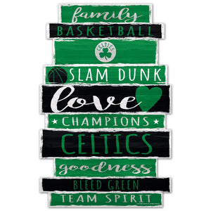 Boston Celtics Sign 11x17 Wood Family Word - WinCraft