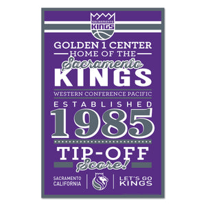 Sacramento Kings Sign 11x17 Wood Established Design - WinCraft