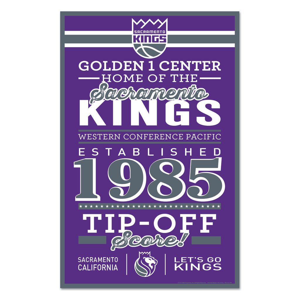 Sacramento Kings Sign 11x17 Wood Established Design - WinCraft