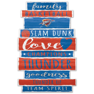 Oklahoma City Thunder Sign 11x17 Wood Family Word - WinCraft