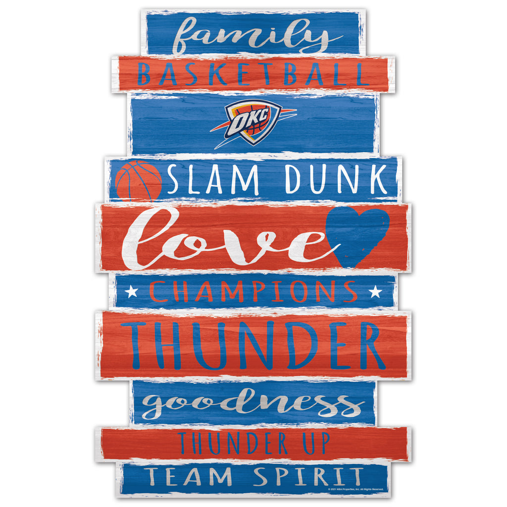 Oklahoma City Thunder Sign 11x17 Wood Family Word - WinCraft