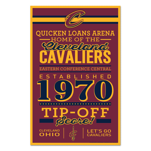 Cleveland Cavaliers Sign 11x17 Wood Established Design - WinCraft