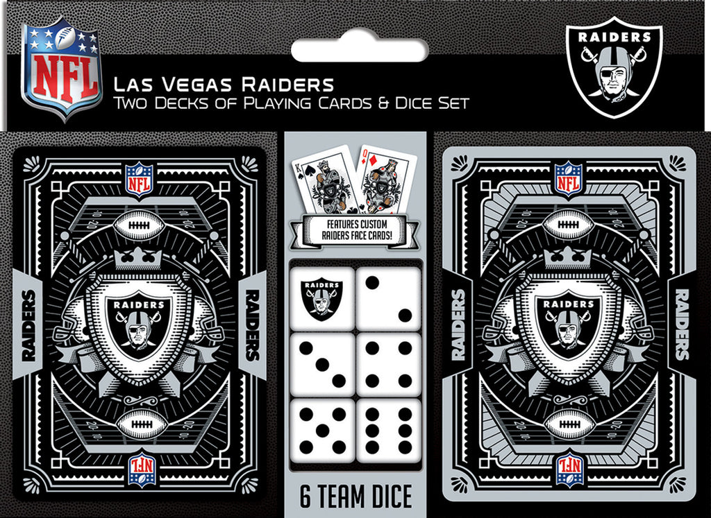 Las Vegas Raiders Playing Cards and Dice Set - Masterpieces Puzzle Company