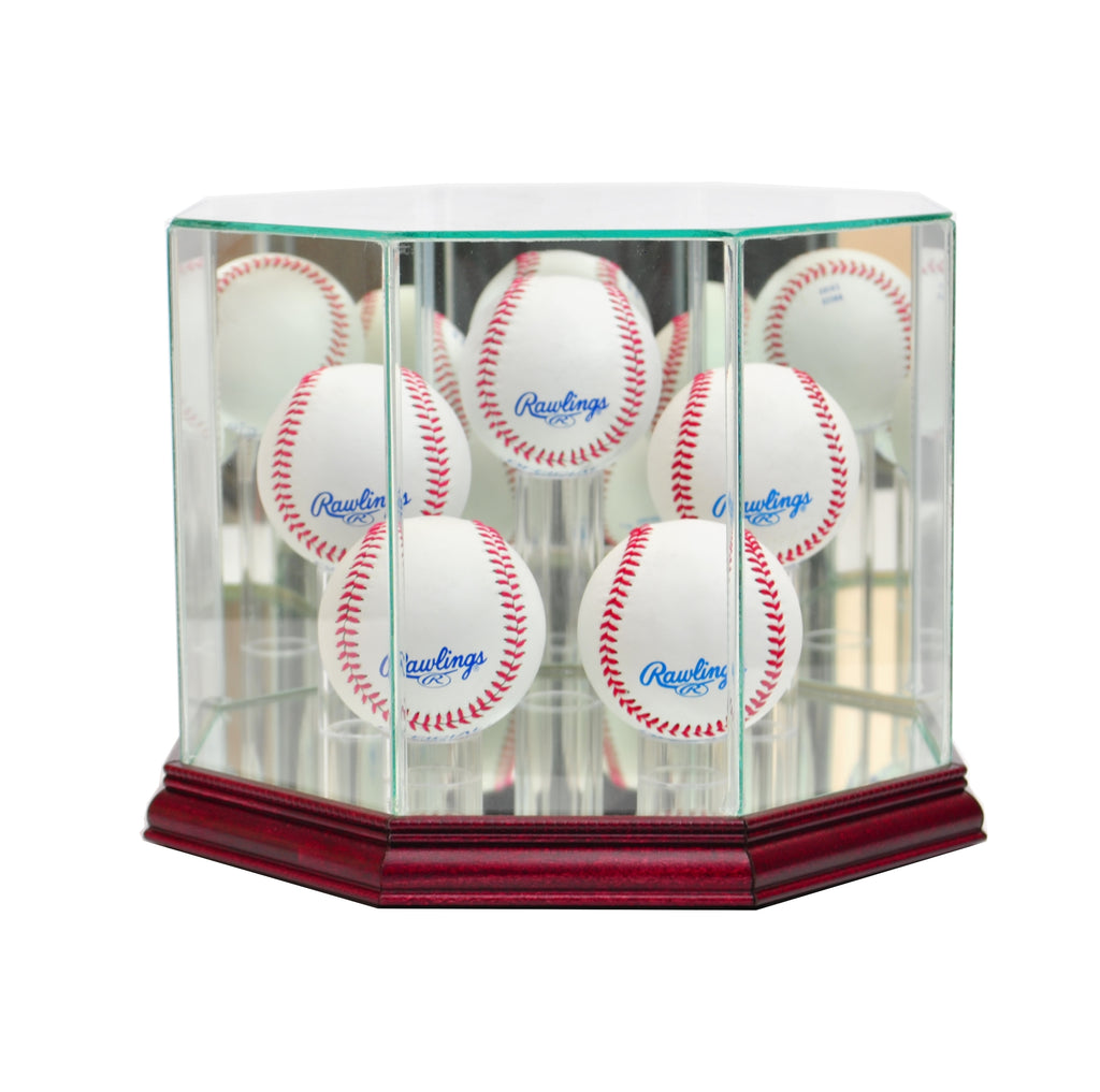 Octagon 5 Baseball Display Case with Cherry Moulding