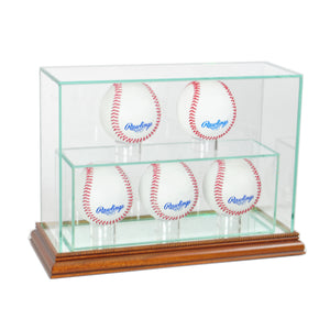 5 Upright Baseball Display Case with Walnut Moulding