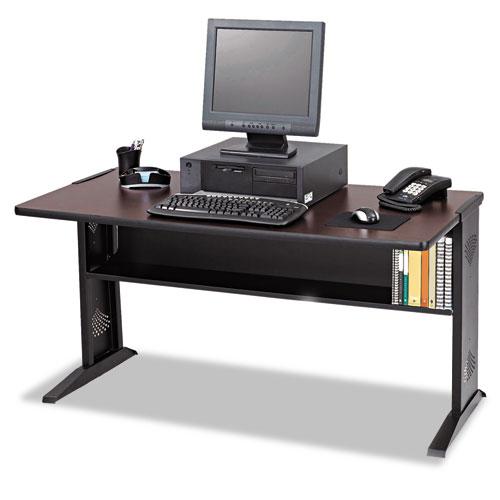Computer Desk with Reversible Top, 47.5'' x 28'' x 30'', Mahogany/Medium Oak/Black - Safco