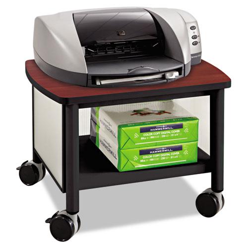 Impromptu Under-Desk Machine Stand, Metal, 2 Shelves, 100 lb Capacity, 20.5'' x 16.5'' x 14.5'', Cherry/White/Black - Safco