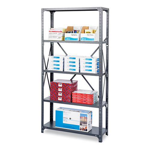 Commercial Steel Shelving Unit, Five-Shelf, 36w x 12d x 75h, Dark Gray - Safco