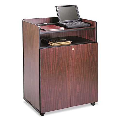 Executive Mobile Presentation Stand, 29.5w x 20.5d x 40.75h, Mahogany - Safco