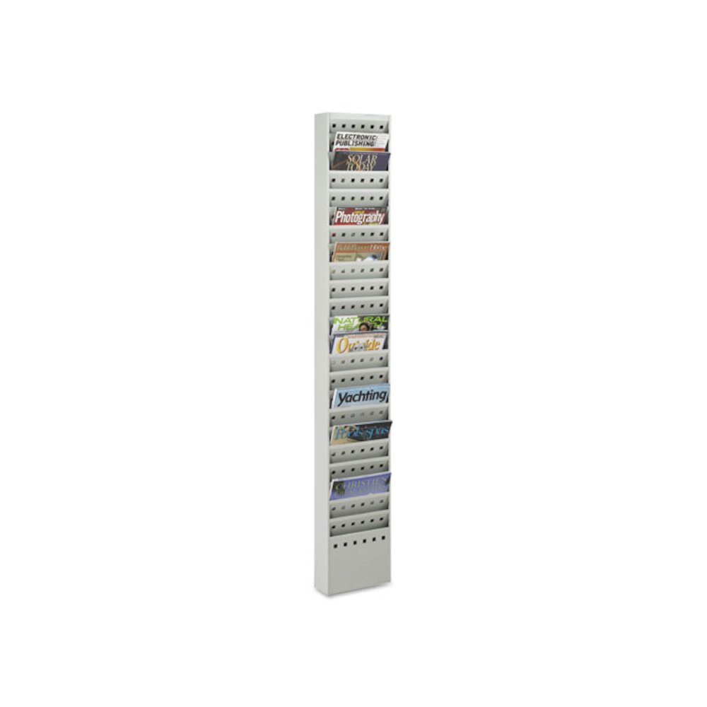 Steel Magazine Rack, 23 Compartments, 10w x 4d x 65.5h, Gray - Safco