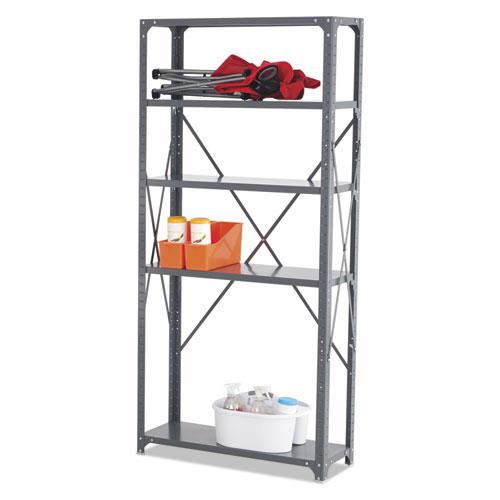 Commercial Steel Shelving Unit, Five-Shelf, 36w x 12d x 75h, Dark Gray - Safco