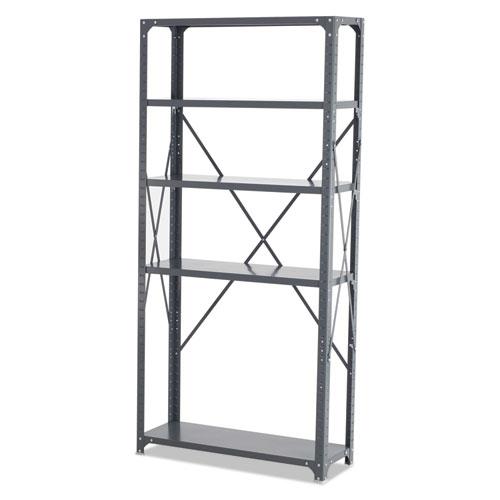Commercial Steel Shelving Unit, Five-Shelf, 36w x 12d x 75h, Dark Gray - Safco