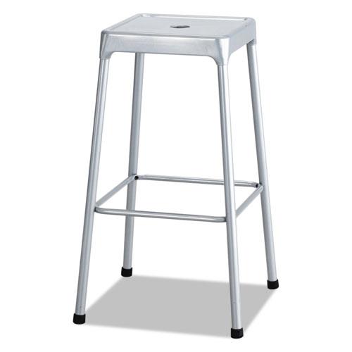 Bar-Height Steel Stool, Backless, Supports Up to 250 lb, 29'' Seat Height, Silver - Safco