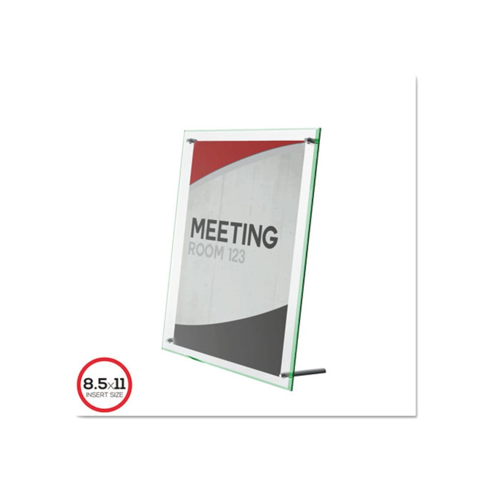 Superior Image Beveled Edge Sign Holder, Letter Insert, Clear/Green-Tinted Edges - deflecto