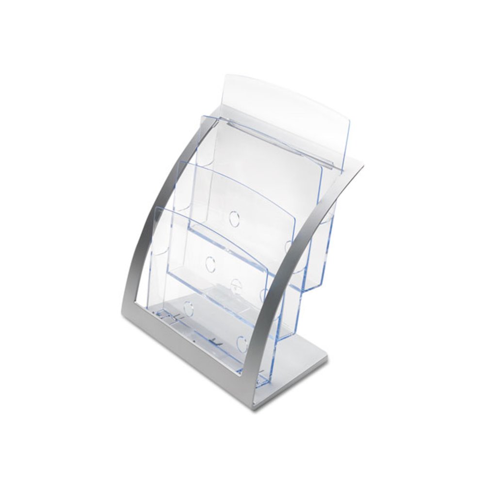 3-Tier Literature Holder, Leaflet Size, 11.25w x 6.94d x 13.31h, Silver - deflecto