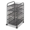 Onyx Mesh Mobile File with Two Supply Drawers, Metal, 1 Shelf, 3 Drawers, 15.75'' x 17'' x 27'', Black - Safco