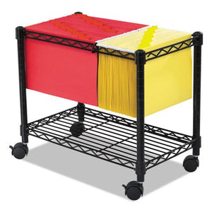 Wire Mobile File, Metal, 1 Shelf, 2 Bins, 14'' x 24'' x 20.5'', Black - Safco