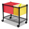 Wire Mobile File, Metal, 1 Shelf, 2 Bins, 14'' x 24'' x 20.5'', Black - Safco