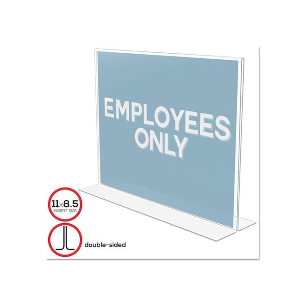 Classic Image Double-Sided Sign Holder, 11 x 8.5 Insert, Clear - deflecto