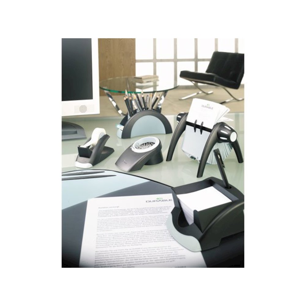 TELINDEX Desk Address Card File, Holds 500 4 1/8 x 2 7/8 Cards, Graphite/Black - Durable