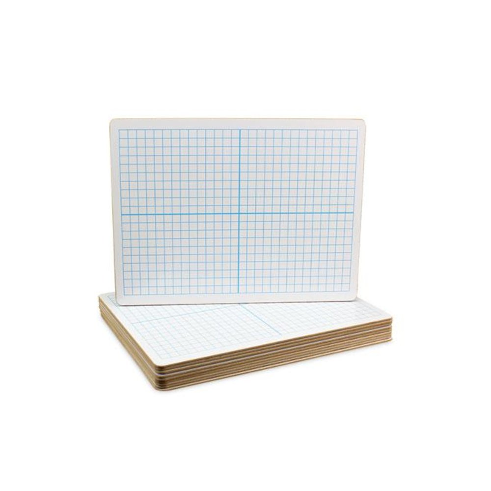 Graphing Two-Sided Dry Erase Board, Computational Grid Format, 12'' x 9'', White Surface, 12/Pack - Flipside