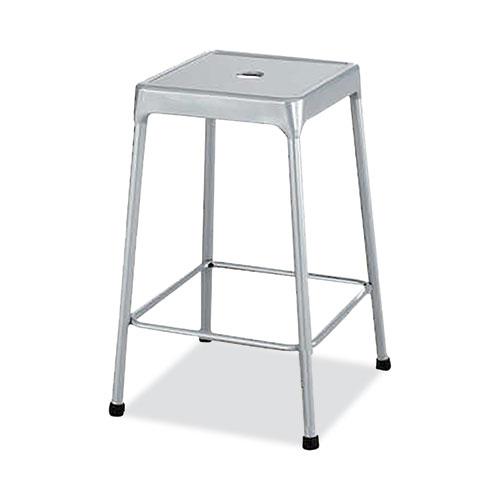 Counter-Height Steel Stool, Backless, Supports Up to 250 lb, 25'' Seat Height, Silver - Safco