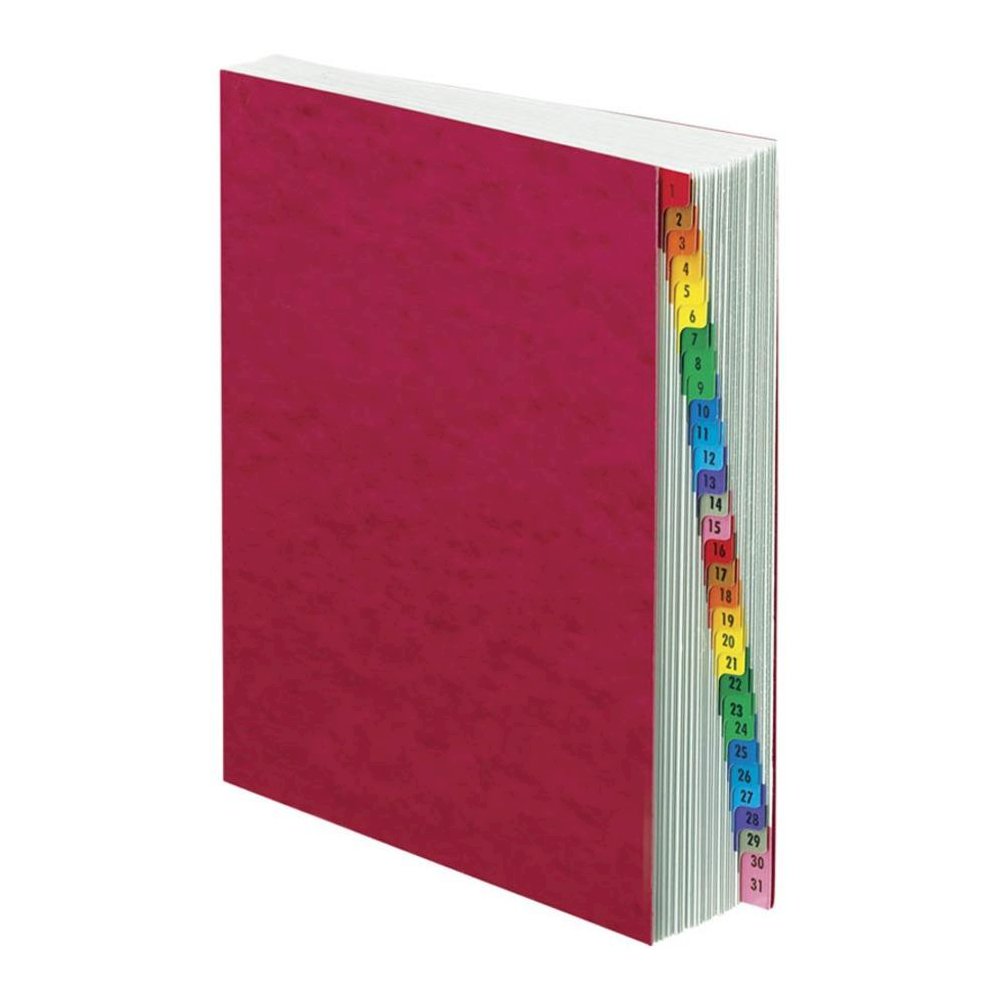 Pendaflex PressGuard Expandable 1-31 Index Desk File - 31 x Divider(s) - Printed Tab(s) - Digit - 1-31 - Letter - 8.50'' Width x 11'' Length - Red Pressguard Divider - Multicolor Tab(s) - Recycled - Dur