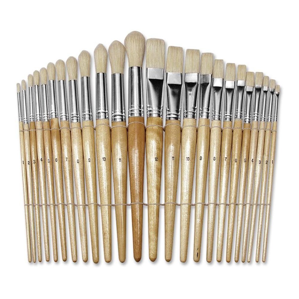Creativity Street Preschool Brush Set - 24 Brush(es) Wood - Nickel Plated Ferrule