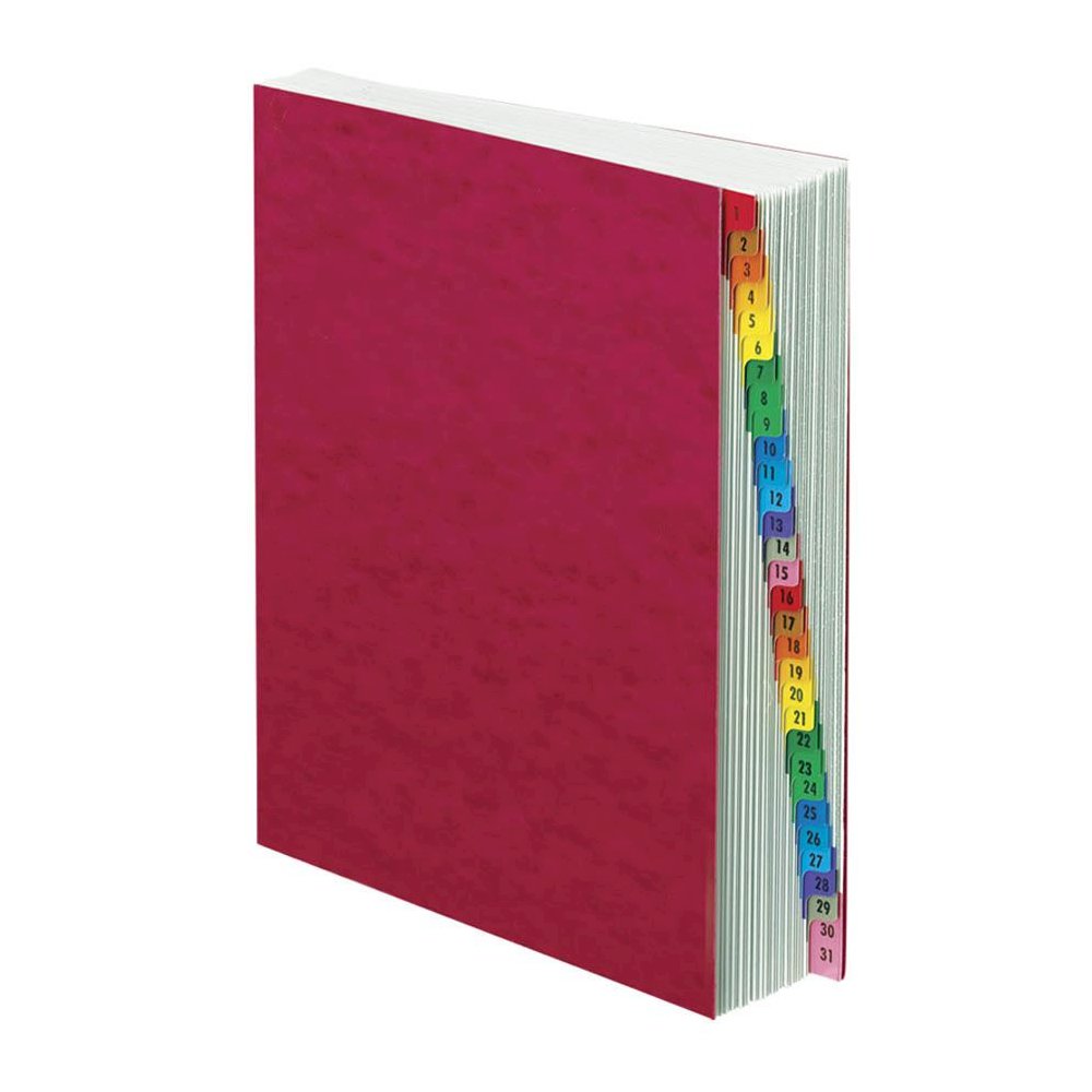 Pendaflex PressGuard Expandable 1-31 Index Desk File - 31 x Divider(s) - Printed Tab(s) - Digit - 1-31 - Letter - 8.50'' Width x 11'' Length - Red Pressguard Divider - Multicolor Tab(s) - Recycled - Dur