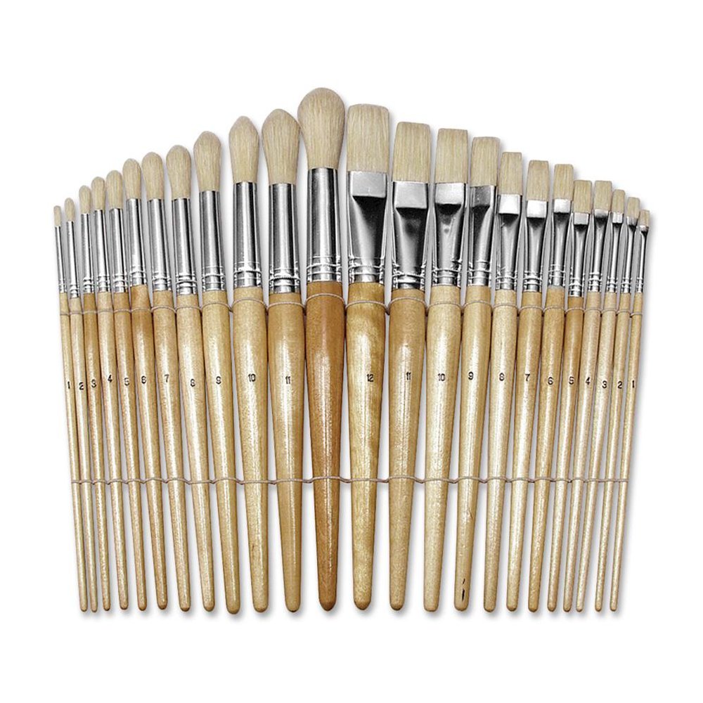 Creativity Street Preschool Brush Set - 24 Brush(es) Wood - Nickel Plated Ferrule