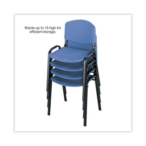 Stacking Chair, Supports Up to 250 lb, 18'' Seat Height, Blue Seat, Blue Back, Black Base, 4/Carton - Safco