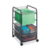 Onyx Mesh Open Mobile File with Drawers, Metal, 2 Drawers, 1 Bin, 15.75'' x 17'' x 27'', Black - Safco
