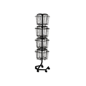Wire Rotary Display Racks, 16 Compartments, 15w x 15d x 60h, Charcoal - Safco
