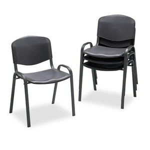 Stacking Chair, Supports Up to 250 lb, 18'' Seat Height, Black Seat, Black Back, Black Base, 4/Carton - Safco