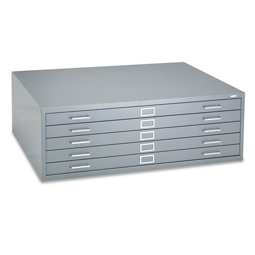 Five-Drawer Steel Flat File, 46½”w x 35½”d x 16½”h, Gray - Safco